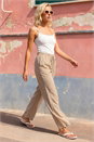 Stone Petite Drawstring Trousers, Image 1 of 4