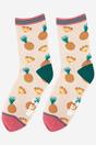 Cream Pineapple Print Bamboo Socks - Cream, Image 2 of 3