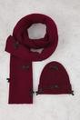 Burgundy WOVCOR Burgundy Ribbon Bow Detail Knit Scarf and Beanie Set, Image 2 of 4