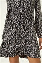 Black Abstract Print Buttoned Stretch Dress, Image 5 of 5