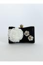 Black Square Clutch Bag with 3D Florals, Image 1 of 5