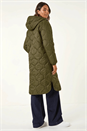 Khaki Fleece Lined Quilted Hooded Coat, Image 4 of 6