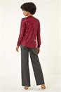 Bordeaux Sequin V-Neck Stretch Blouse, Image 3 of 5