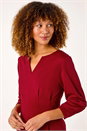 Wine Ponte Stretch Notch Neck Midi Dress, Image 4 of 5