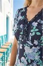 Navy  Floral Lace Trim Midi Dress , Image 4 of 4