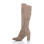 Taupe AJVANI Taupe High Block Heel Stretchy Calf Boots, Image 3 of 5