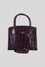 Wine Genuine Leather Structured Handbag with Detachable Crossbody Strap, Image 1 of 4