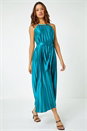 Emerald Sleeveless Pleated Halter Neck Midi Dress, Image 5 of 6