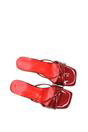 Red 'Claudia' Mid Heeled Sandal Slip On Mules With Square Toe, Image 5 of 6