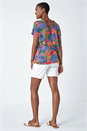 Red Leaf Print Burnout Stretch T-Shirt, Image 3 of 5
