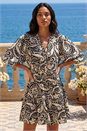 Black Petite Print Button Smock Dress, Image 1 of 4