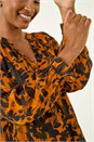 Orange Metallic Floral Buttoned Blouse, Image 5 of 5