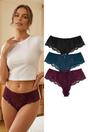 Multi 3 Pack Lace Trim Knitted Briefs with Bow Detail, Image 1 of 2