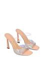 Beige XY LONDON Beige 'Lois' Square Open Toe Rhinestone Perspex High Heeled Mules, Image 5 of 5