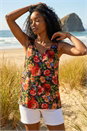 Red Floral Buttoned Vest Top, Image 4 of 5
