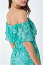 Teal Paisley Print Tiered Maxi Dress, Image 5 of 5