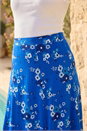 Royal Blue Diagonal Ditsy Floral Print Skirt, Image 4 of 4
