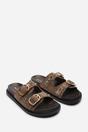 Camel Ceylon Diamante Stud Double Buckle Slide On Sandal, Image 4 of 6