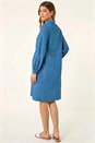 Denim Denim Button Down Pocket Dress, Image 3 of 5