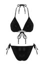 Black WOVCOR Black Micro Pattern Triangle Bikini Set with Tie Side Bottom and Halterneck, Image 2 of 5