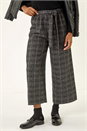 Charcoal Belted Check Culotte Trousers, Image 4 of 5