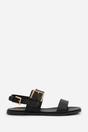 Black 'Uma' Classic Flat Sandals With Strap, Image 2 of 5