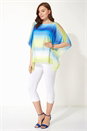 Royal Blue Ombre Cold Shoulder Overlay Top, Image 2 of 3