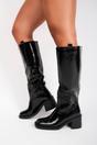 Wine iKrush Wine Verira Patent Knee High Block Heel Boots, Image 7 of 8