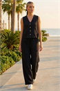 Black Dusk Crinkle Wide Leg Stretch Trouser , Image 5 of 5