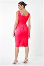 Bright Pink Corset Detail Stretch Bodycon Dress, Image 3 of 5