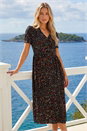 Black Ditsy Spot Print Button Down Dress, Image 1 of 4