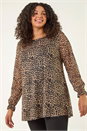 Natural  Curve Animal Frill Cuff Top, Image 5 of 8