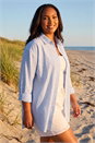 Blue Curve Contrast Stripe Blouse, Image 3 of 4