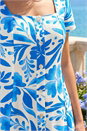 Blue Petite Floral Button Front Midi Dress, Image 4 of 4