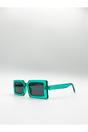 Blue Light Blue Oversized Rectangle Plastic Frame Sunglasses, Image 2 of 7