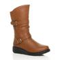 Tan Low Wedge Heel Comfort Calf Biker Boots, Image 1 of 6