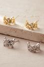 Silver Sterling Silver CZ Olive Leaf Half Hoop Studs, Image 1 of 2