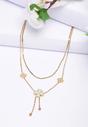 Gold Diva Double Layered Floral Tassel Chain Necklace, Image 2 of 5