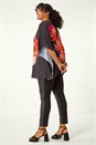 Red Curve Floral Overlay Top, Image 3 of 5