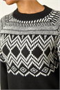 Black Mono Fairisle Tunic Knit Jumper, Image 5 of 5