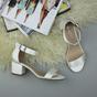 Ivory AJVANI Ivory Mid Block Heel Ankle Strap Sandals, Image 4 of 6