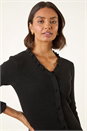 Black V-Neck Ruffle Knit, Image 5 of 6