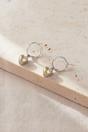 Champagne Sterling Silver CZ Heart Huggie Hoops, Image 1 of 2