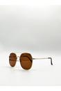 Brown Oversized Rounded Aviator Style Sunglasses, Image 2 of 5