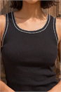 Black Dusk Contrast Stitch Vest Top, Image 4 of 4