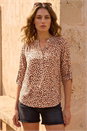 Stone Petite Animal Print Button Stretch Shirt , Image 2 of 4