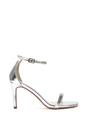 Silver XY LONDON Silver 'Emma' Strappy Stiletto High Heels With Ankle Strap, Image 1 of 6