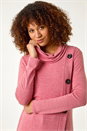 Coral Cowl Neck Button Stretch Top, Image 1 of 5