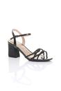 Black High Block Heel Buckle Diamante Strappy Sandals, Image 1 of 4