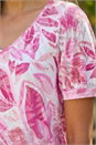 Light Pink Floral Print Burnout V-Neck Top, Image 4 of 4